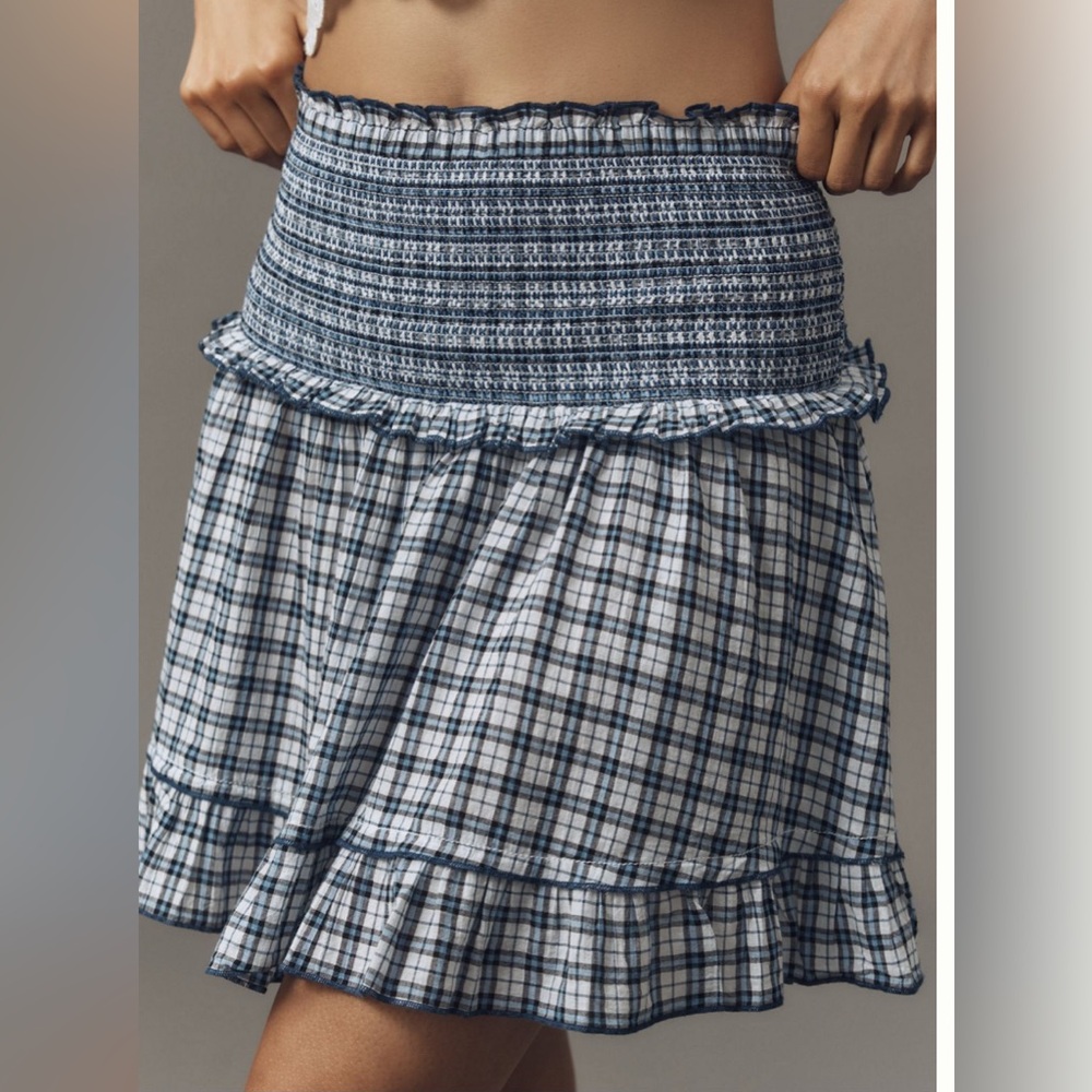 EUC Maeve Navy/White Plaid Mini Skirt, M